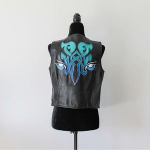 Hand painted vintage moto vest